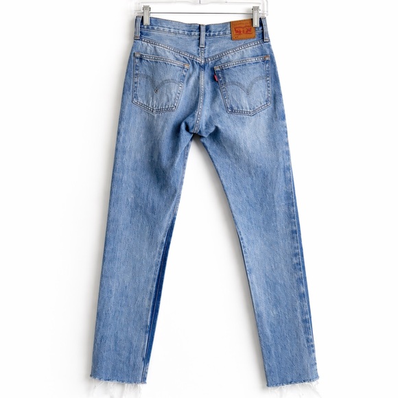 Levi’s 501 Straight Leg Distressed Jeans Blue Size 25 - Picture 3 of 4